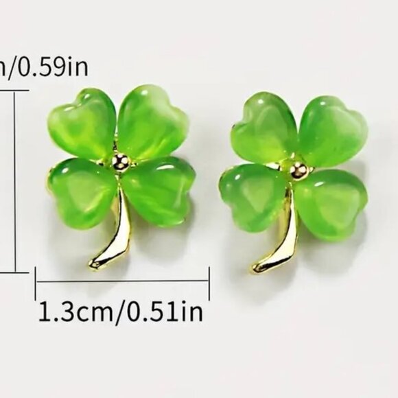Clover Shamrock Earrings Rhinestones Stunning Irish Lucky St Patrick's Day - Picture 3 of 3